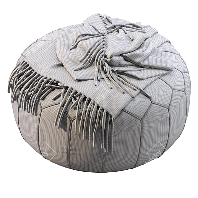 Hand-Tooled Moroccan Pouf: Vintage Round Beauty 3D model image 5