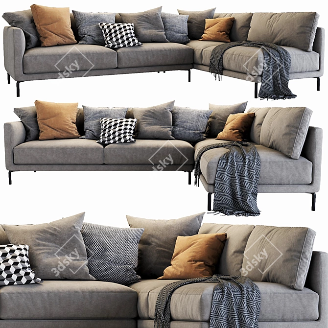 Luxury Coco Sectional Sofa 3D model image 1