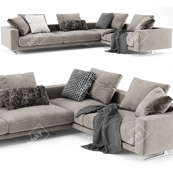 Flexform Campiello: Stylish and Spacious Sofa 3D model image 1