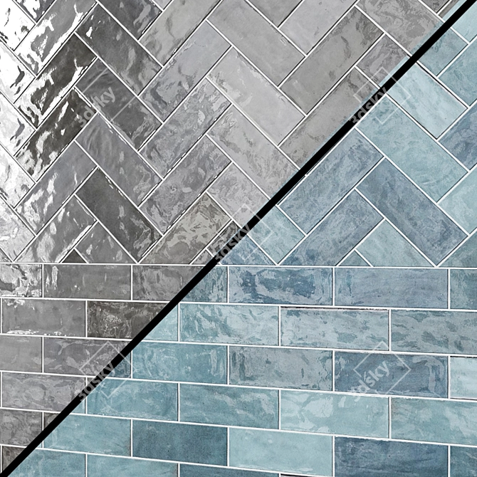 Portmore Glazed Ceramic Tile: Aqua Splash 3D model image 2