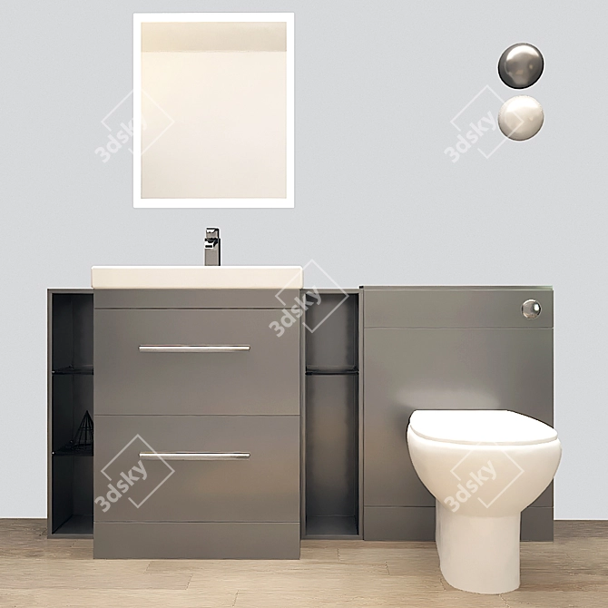 Patello 1600: Modern Bathroom Vanity 3D model image 1