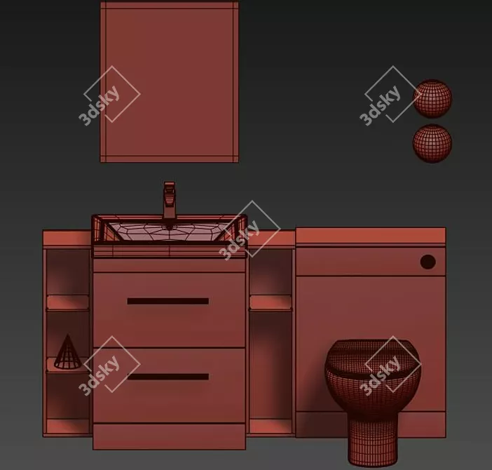 Patello 1600: Modern Bathroom Vanity 3D model image 3