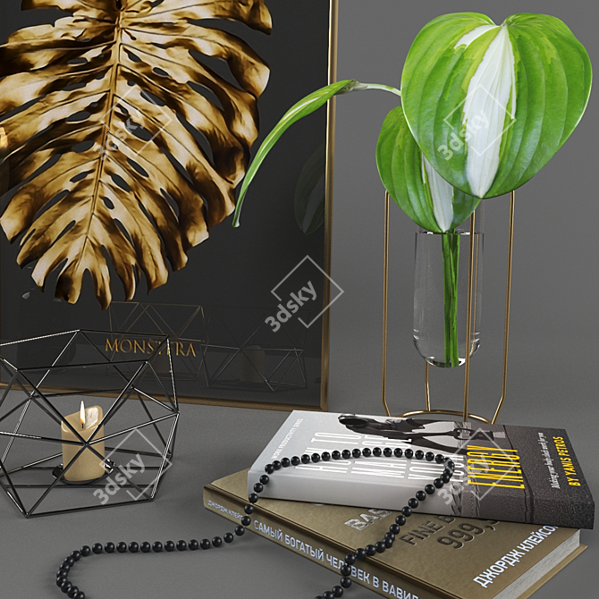 Decorative Set: Candle Holders, Mirror, Canvas, Flower Vase 3D model image 9