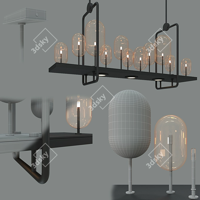 Contemporary Chandelier L 3D model image 2