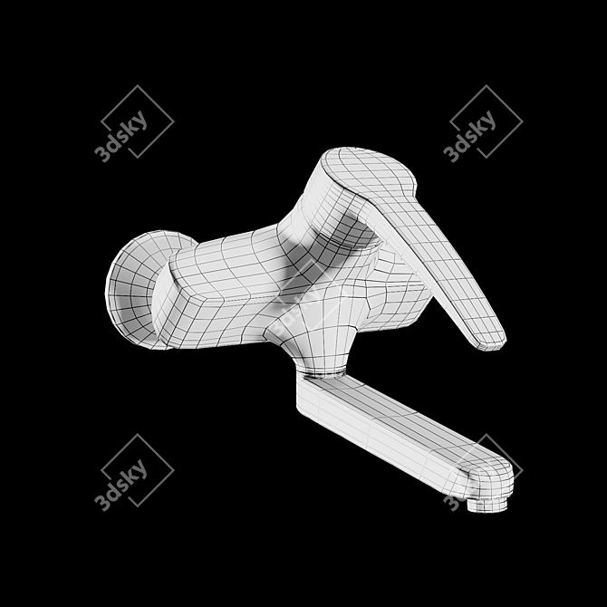 Modern Wall-Mounted Faucet 3D model image 2