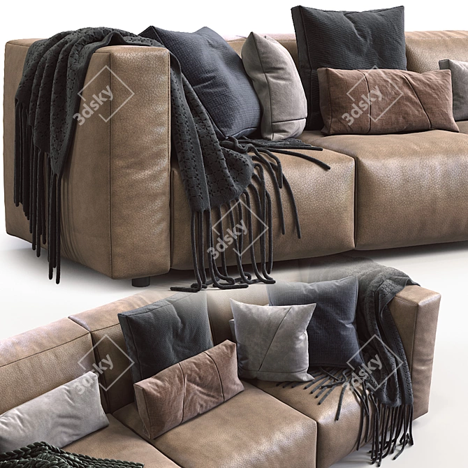 Modern Prostoria Leather Sofa Match 3D model image 2