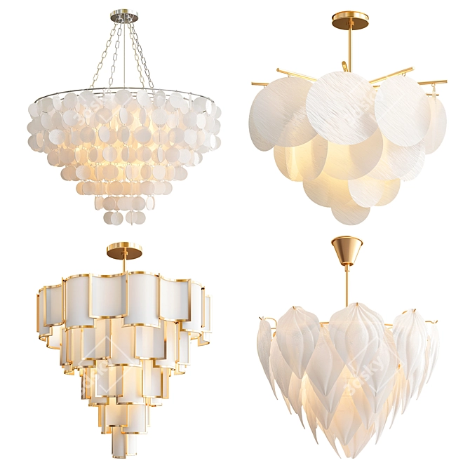 Luxury Chandelier Collection: Capiz, Nimbus, Shade & Glass Leaf 3D model image 6