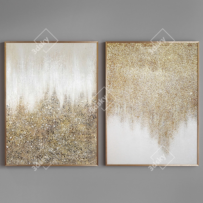 Gold Abstract Art Set 713 3D model image 1