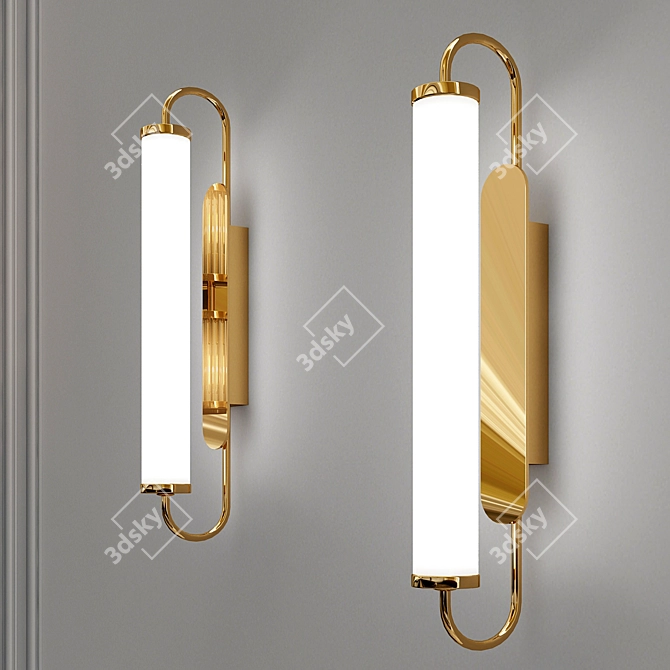 Elegant Gold Cylinder Wall Sconce 3D model image 1