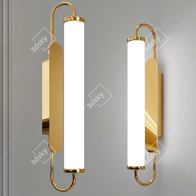 Elegant Gold Cylinder Wall Sconce 3D model image 2