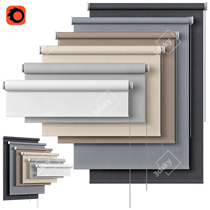 Customizable Sevilla Blackout Roller Blind 3D model image 1