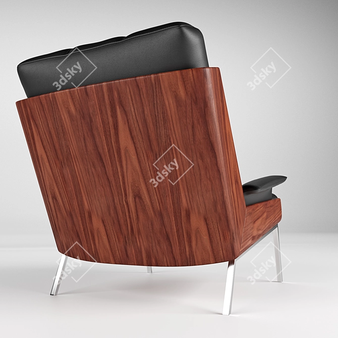 Japanese-inspired Daiki Armchair 3D model image 4