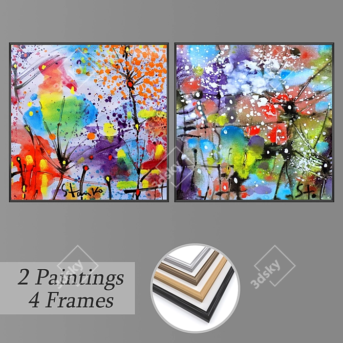 Elegant Wall Art Set with Multiple Frames 3D model image 1