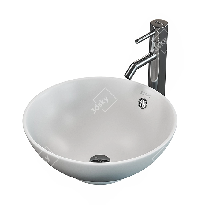 SSWW CL3001 Brilliant White Ceramic Bathroom Sink 3D model image 1