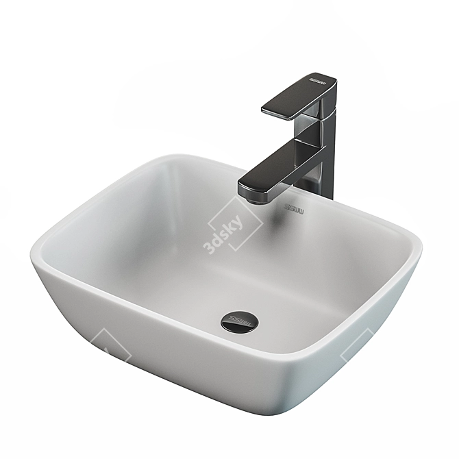 SSWW CL3003 White Diamond Ceramic Bathroom Sink 3D model image 1