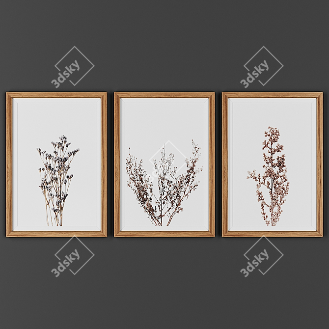 Wooden Framed Picture Set 3D model image 1