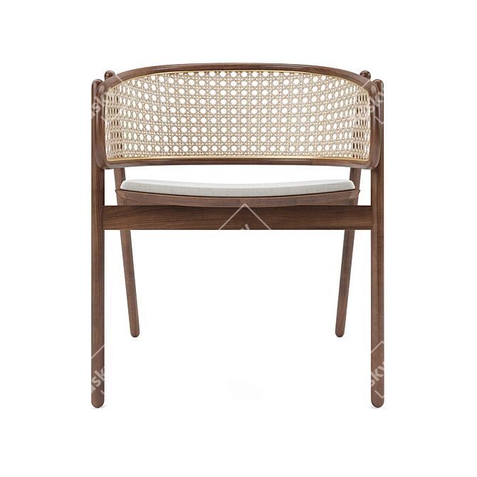 Sleek Cane Rattan Chair 3D model image 2