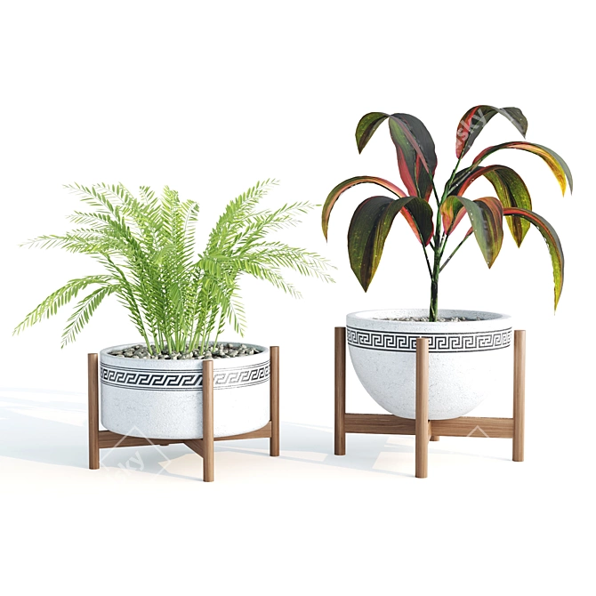 Green Oasis: Decorative Indoor Plant Set 3D model image 3