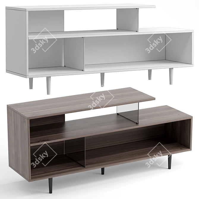 Carson Carrington Asymmetrical TV Stand 3D model image 2