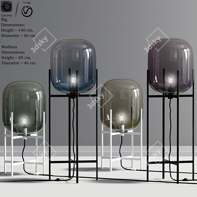 Ethereal Glow: Oda Glass Floor Lamps 3D model image 1