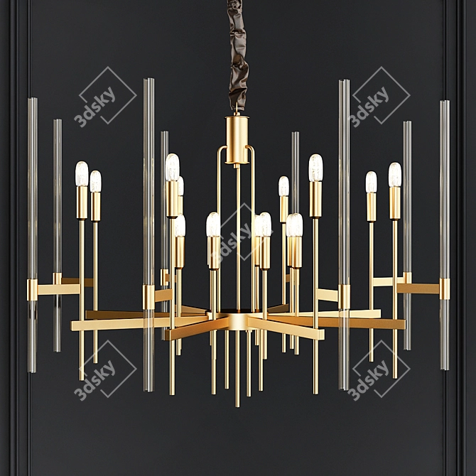 Brass Chandelier: Modern Loft Style 3D model image 1