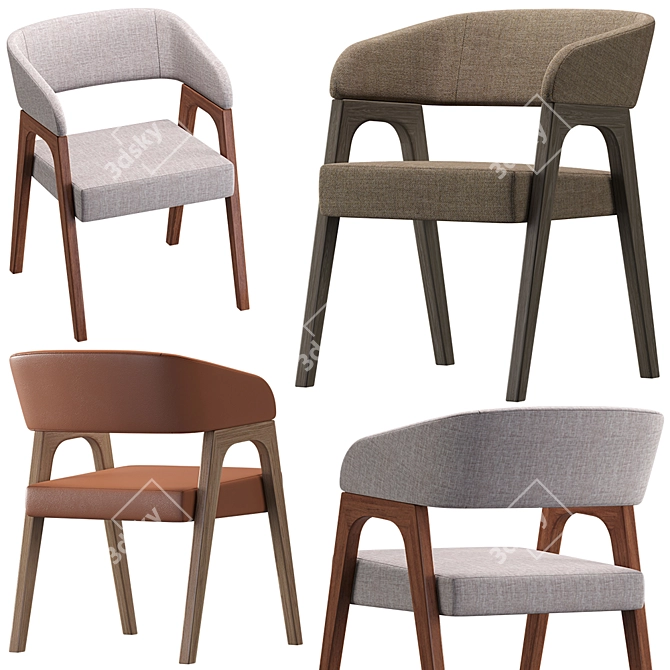 Modern Beige & Brown Chair 3D model image 3