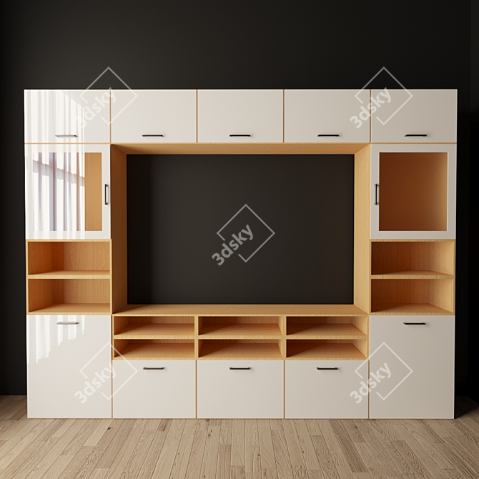 Sleek TV Cabinet with Glass Doors 3D model image 4