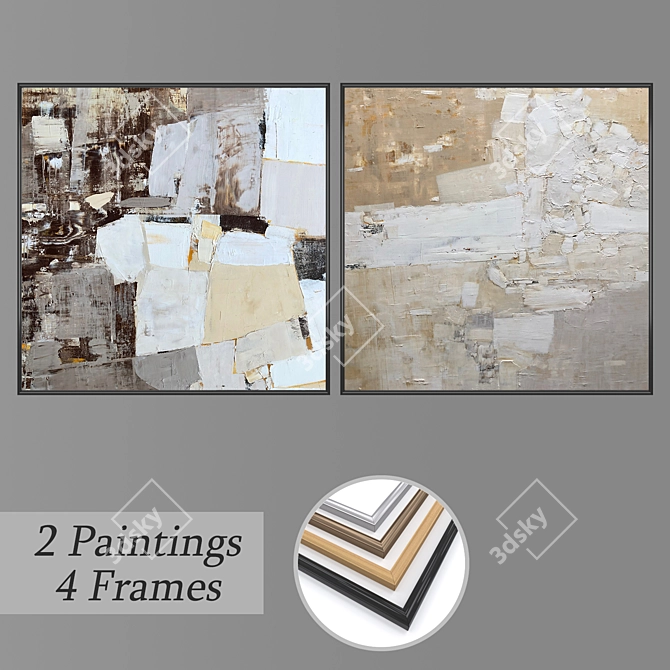 Artistic Wall Painting Set 3D model image 1