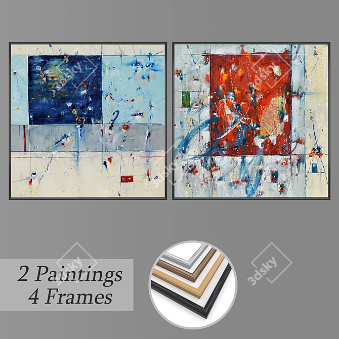 Modern Wall Art Set with Multiple Frames 3D model image 1