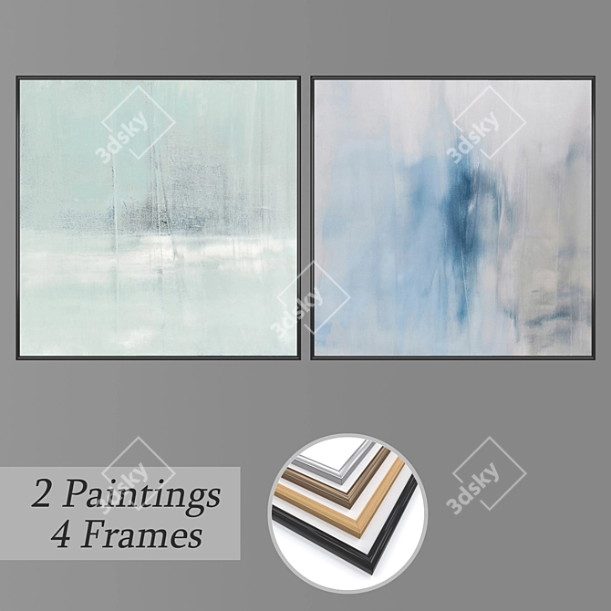 Artistic Wall Paintings Set 3D model image 1