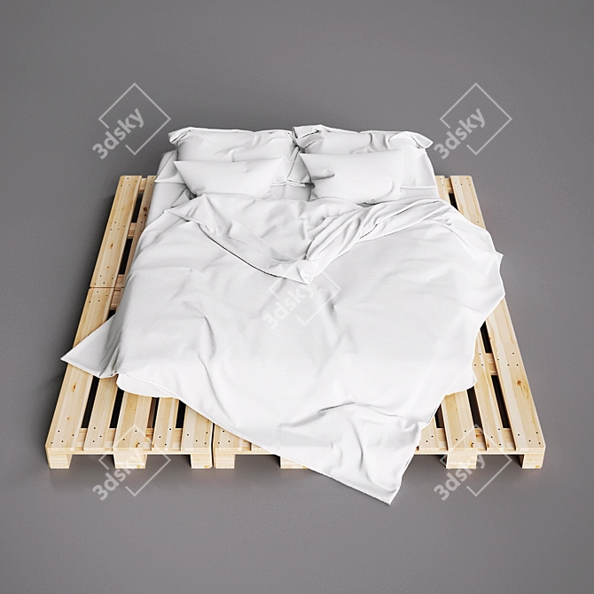  Rustic Pallet Bed 3D model image 3