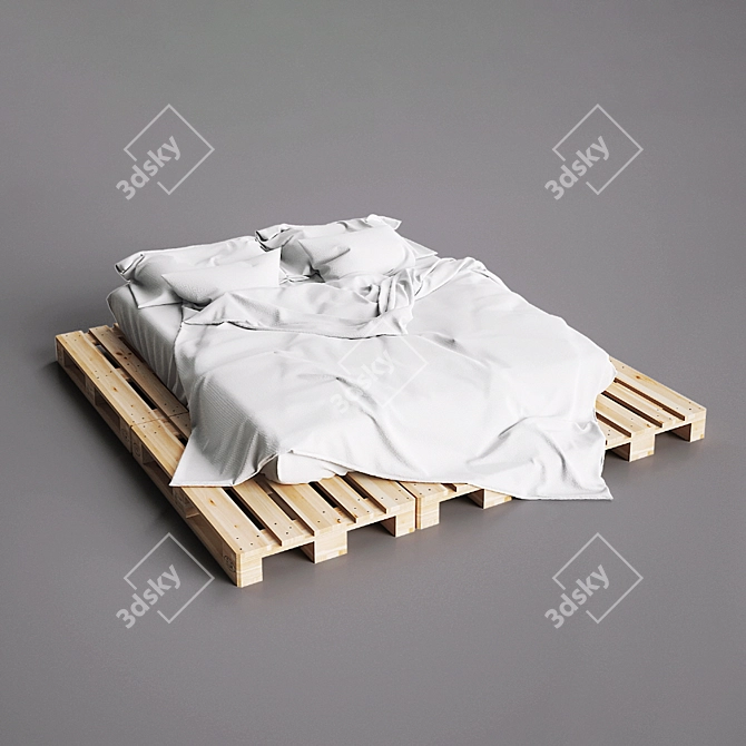  Rustic Pallet Bed 3D model image 4