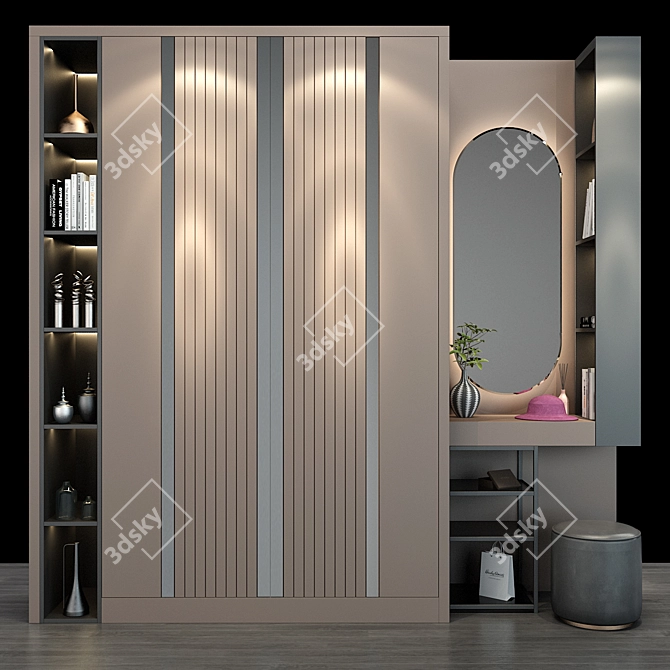 Modern Wood Cabinet 0180 3D model image 1