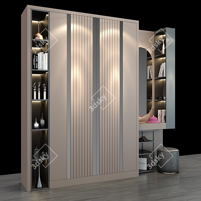 Modern Wood Cabinet 0180 3D model image 2