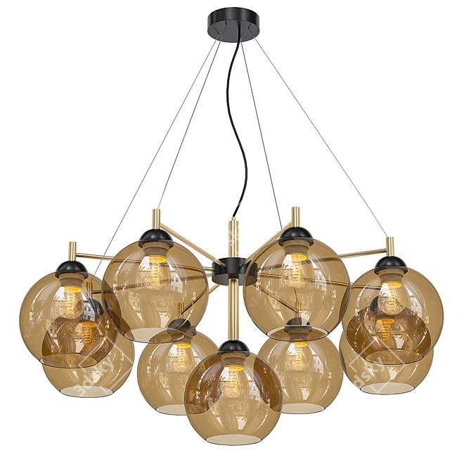 Etna Pendant Chandelier with Glass Shades 3D model image 1