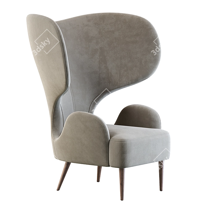 Exquisite Wingback Leather Chair 3D model image 1