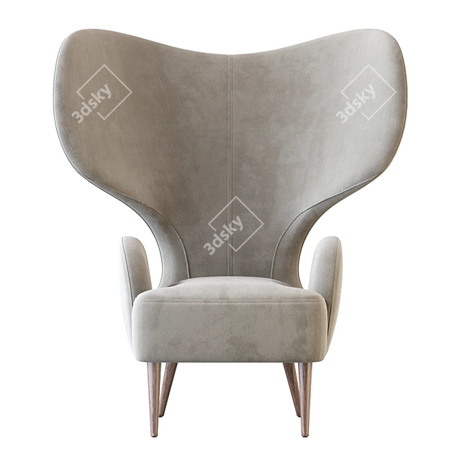 Exquisite Wingback Leather Chair 3D model image 3