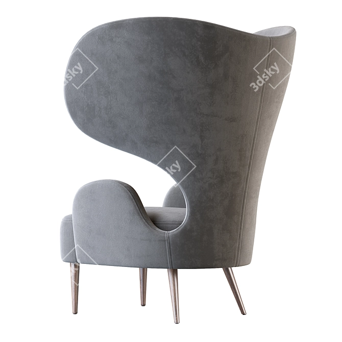 Exquisite Wingback Leather Chair 3D model image 4