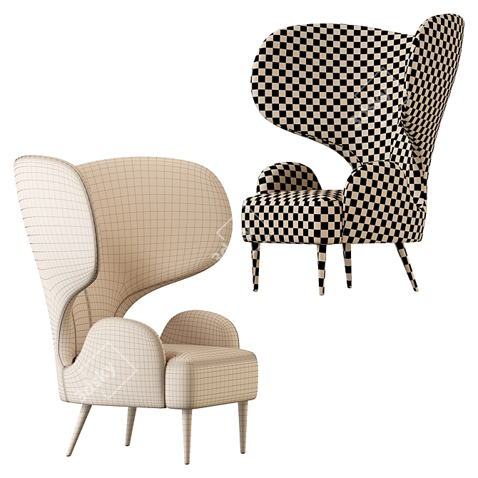 Exquisite Wingback Leather Chair 3D model image 5