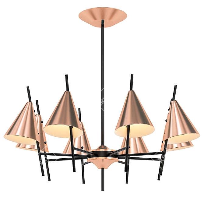 Contemporary Copper Crater Chandelier 3D model image 1