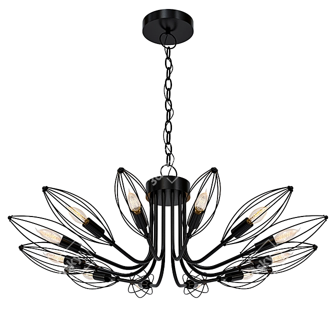 Vintage Black Metal Pendant Light 3D model image 1