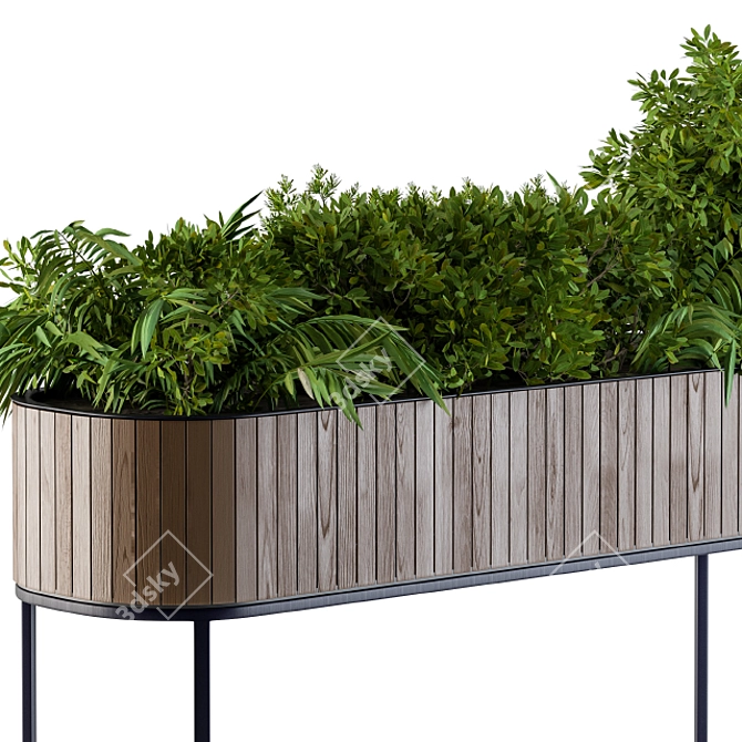 Square Wood Indoor Plant Box 3D model image 3