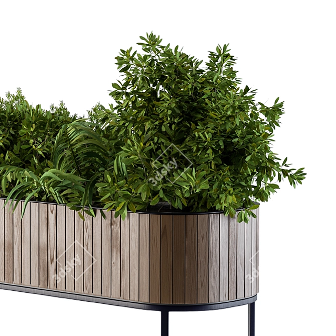 Square Wood Indoor Plant Box 3D model image 4