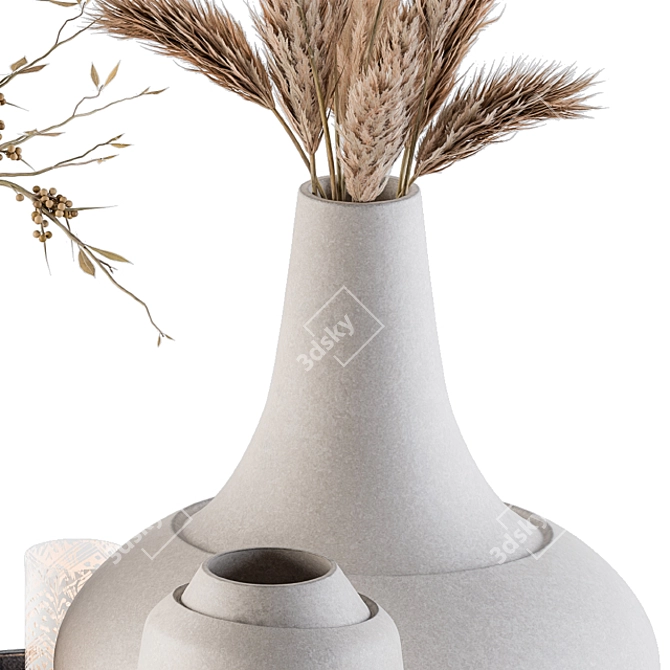 Elegant Vases & Dried Blooms 3D model image 3