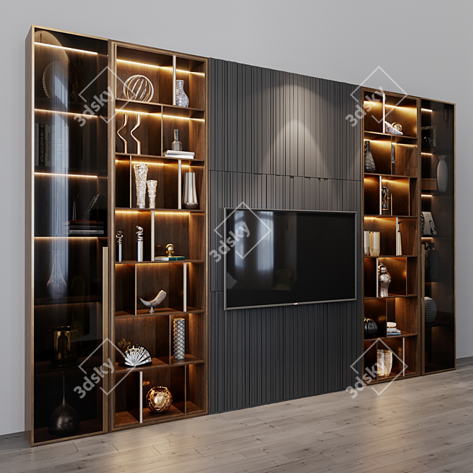 Modern TV Set with Studio-Inspired Design 3D model image 3