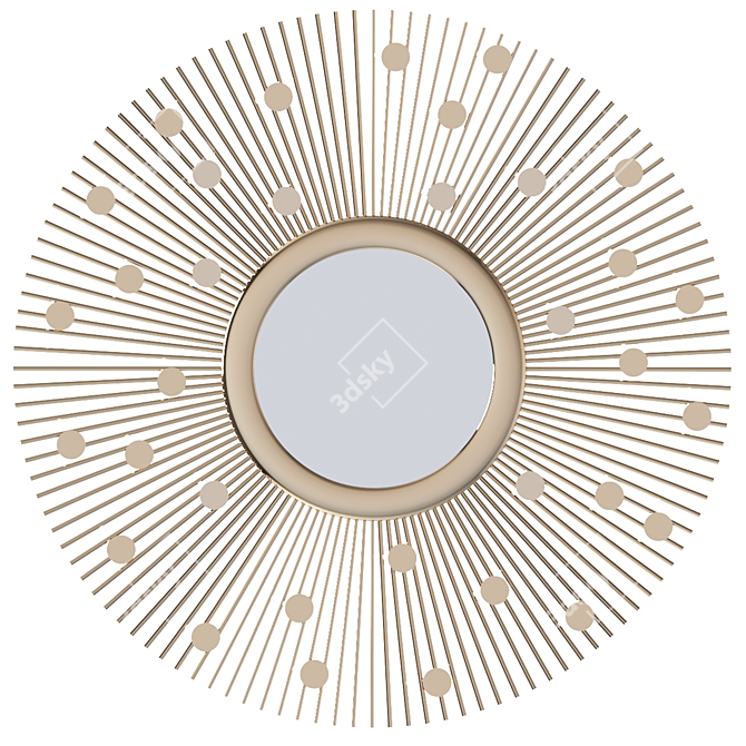 Vintage Gold Frame Mirror: Soleil 3D model image 6