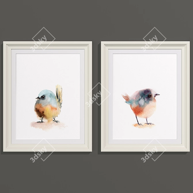 Modern Birds Art Collection 3D model image 1