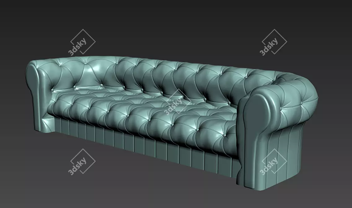 Elegant Leather Chesterfield Sofa 3D model image 2