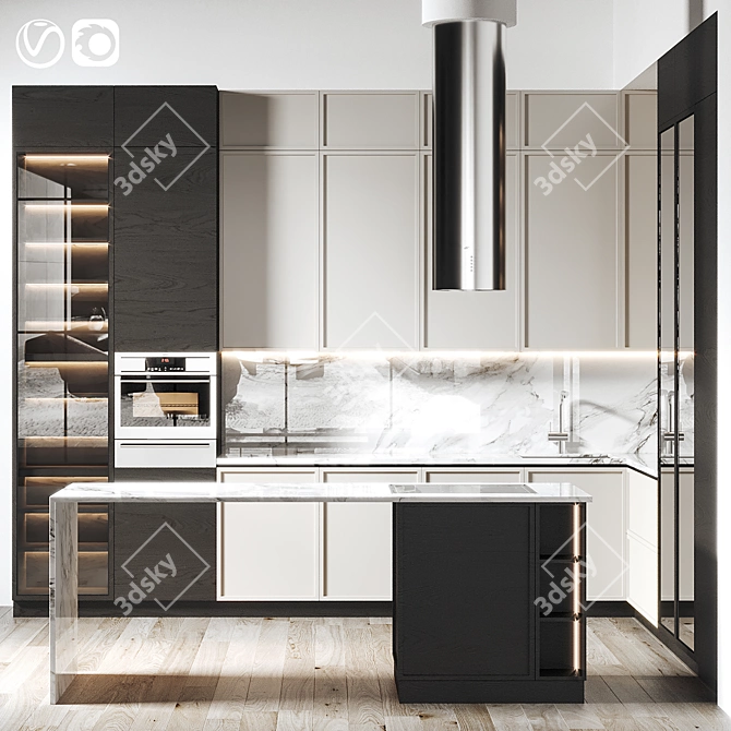 Modern Kitchen Model for 3dsmax & V-ray 3D model image 1