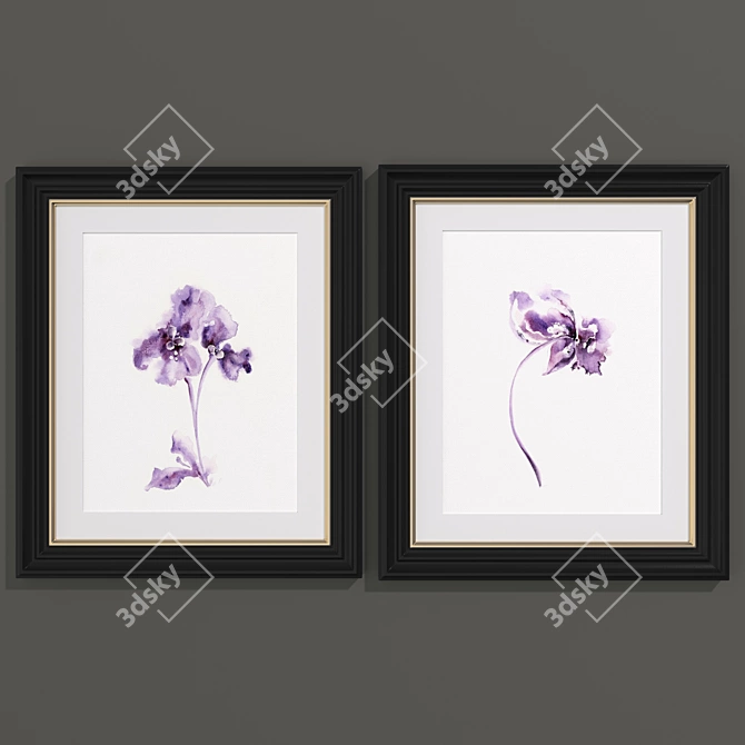 Modern Style Flower Art Set 3D model image 1